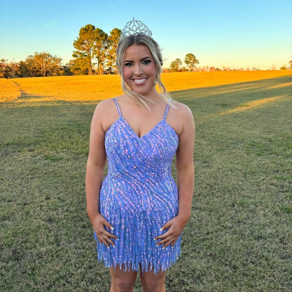 Elegant Blue Sequin Prom Dress